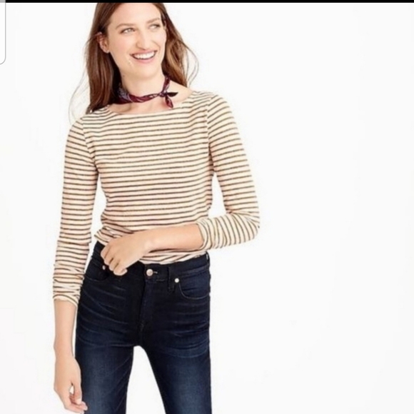 J. Crew Tops - J. Crew Metallic Stripped “Artist T” Top Medium